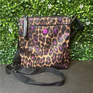 Coach Ocelot Purple Print Nylon Swingpack Crossbody Bag Leopard print crossbody